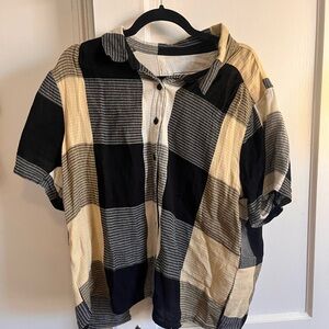 Ace & Jig Black and Cream Plaid Blouse